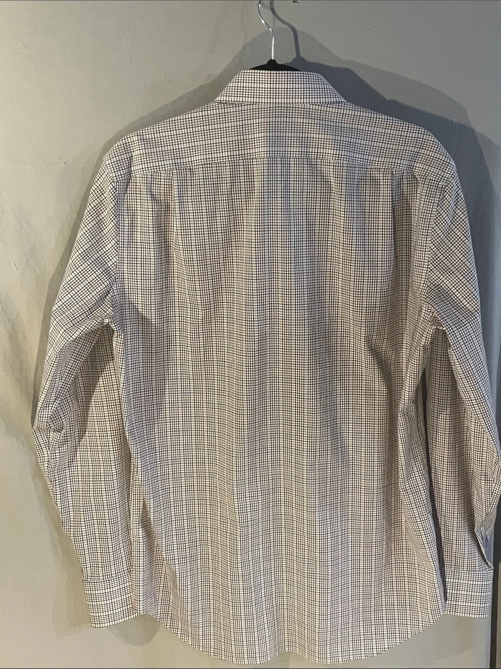 J. Crew Men's White Dress Shirt with Red Grid